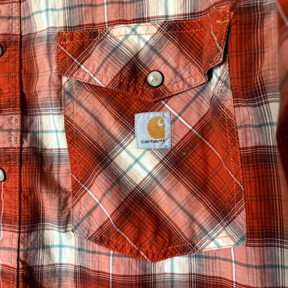 Carhartt Rugged Flex Flannel Plaid‎ Shirt Mens Large Relaxed Fit Workwear - Picture 4 of 9